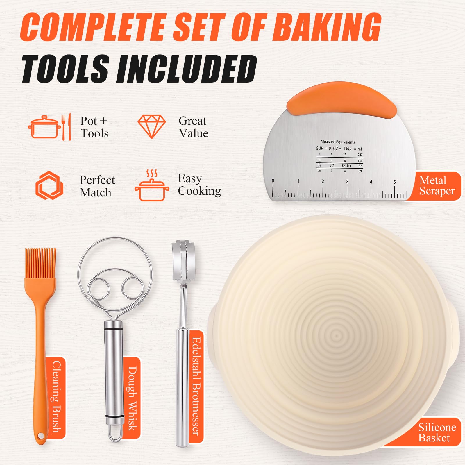 GFTIME Olla de hierro fundido de 26 cm para hornear pan, incluye 2 en 1, sartén con tapa de sartén, olla ideal para pan, pan fermentado, accesorios para hornear pan tostado
