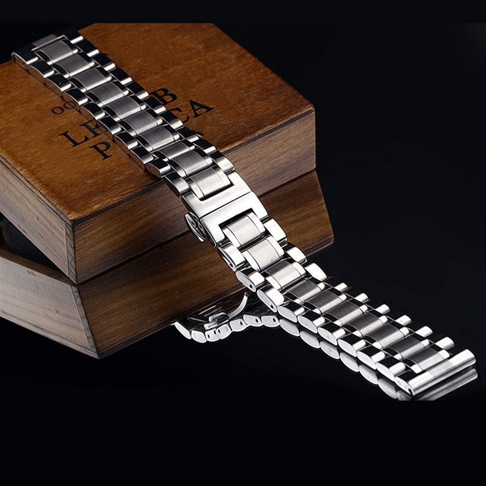 Correa de Reloj de Metal de Acero Inoxidable sólido Compatible con Pulsera de Repuesto para Hombre de liberación rápida de 18 mm a 28 mm