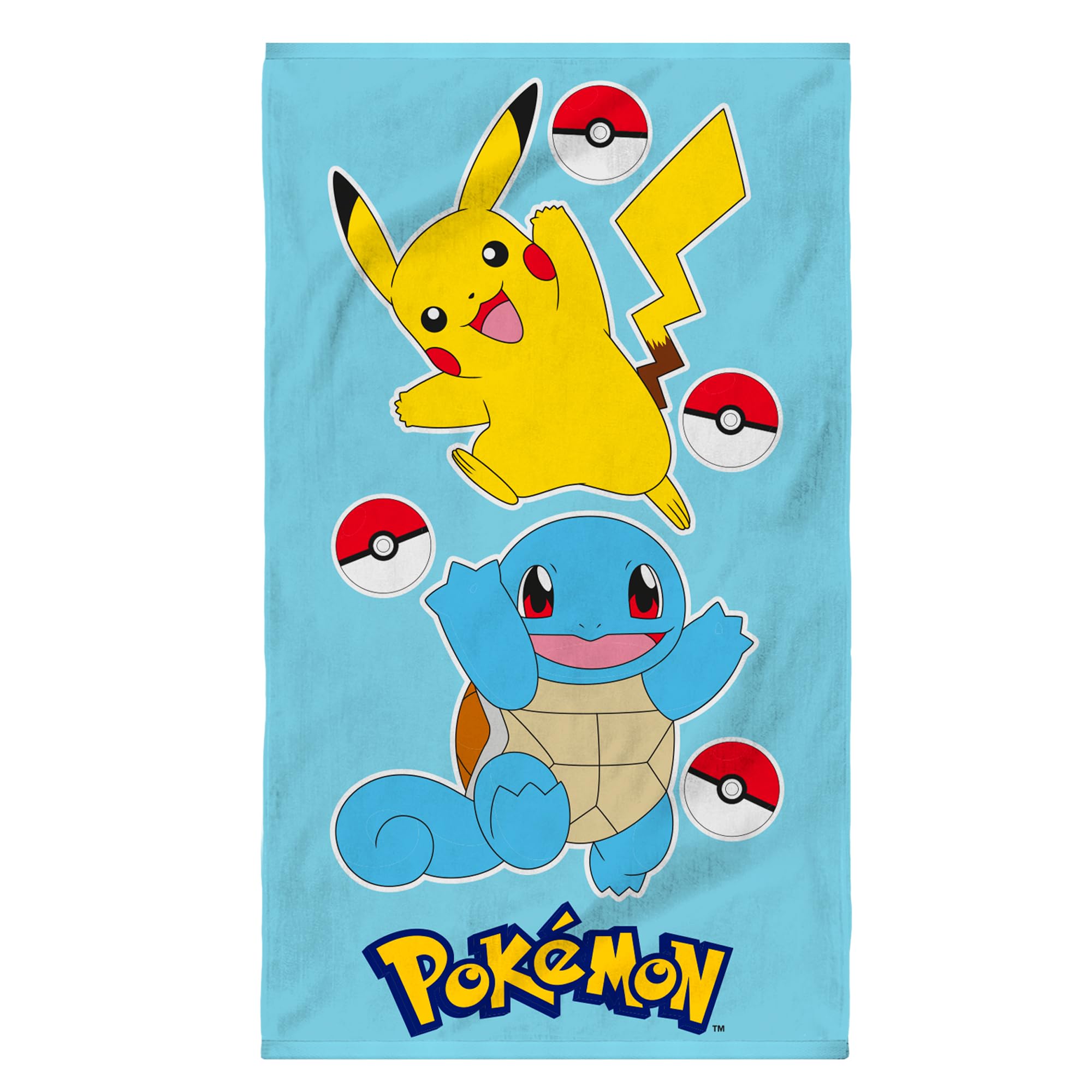 Pokémon Port prześcieradło plażowe dla dzieci, 100% bawełna, Oeko-Tex | 70 x 120 cm, nadruk chłopięcy, błękitny