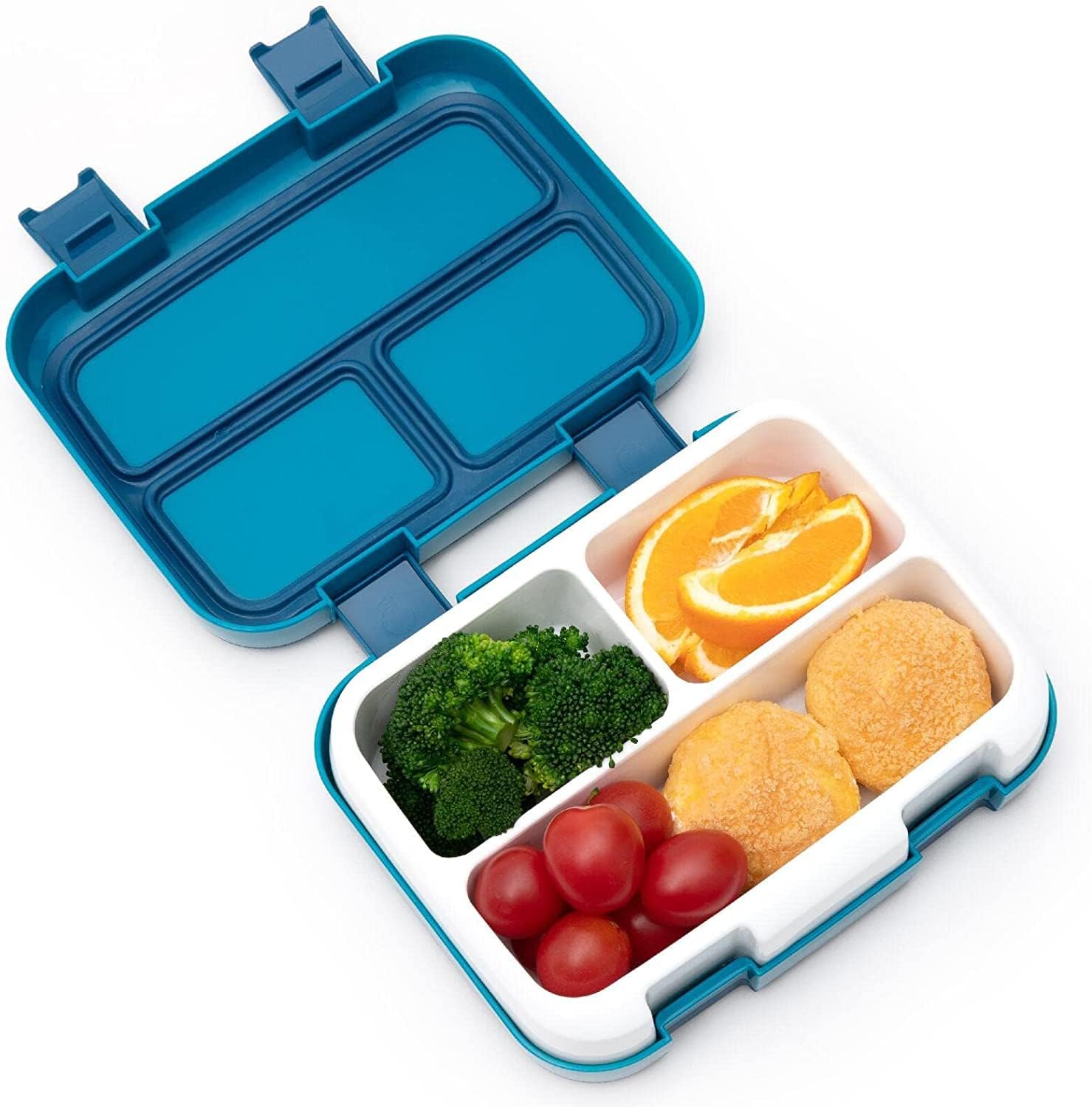 Portable Bento Box, Adult Lunch Box, Lunch Containers for Kids with 3 Compartments, Lunchable Food Container with Utensils, Sauce Jar, Muffin Liners, 1200ML, Microwave & Dishwasher Safe