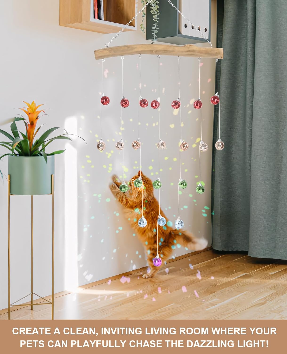AceList Disco Ball Decor Sun Catcher Hanging Spiral Spinner 31.5 inch Handmade Colorful Design with 23 Disco Balls for Window Home Party Wedding Birthday Decoration, Indoor Use