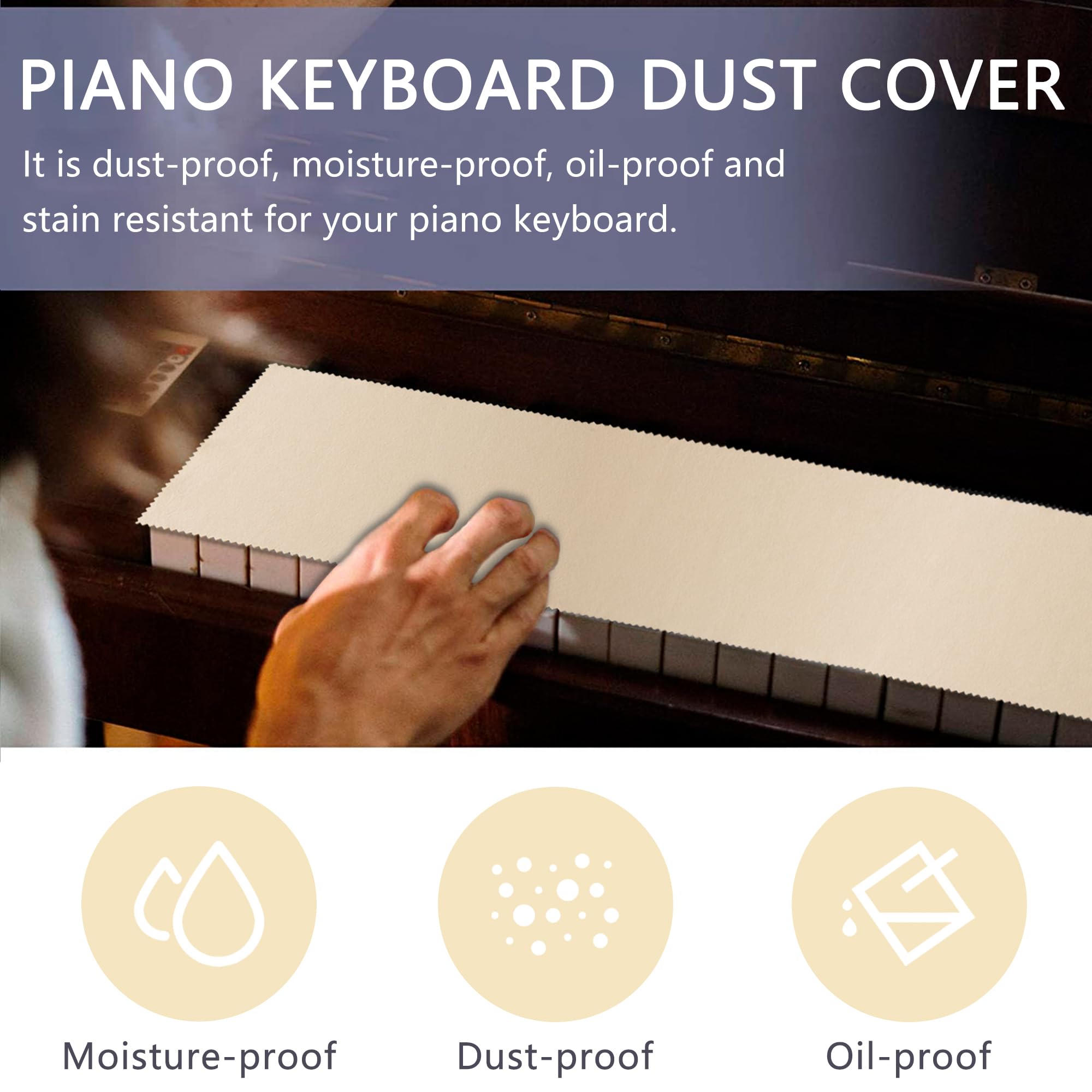 Musiin Piano Keyboard Dust Cover for 88 Keys, Suitable for Grand Upright Pianos Digital Pianos, and Electric Keyboards - Image 4
