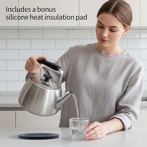 Miniatura 6 de Tea Kettle, Whistling Stovetop Tea Kettle, Large Capacity Teapot Suits for All Heat Source, Professional Fast Heat Technique Teapot with Thick Body