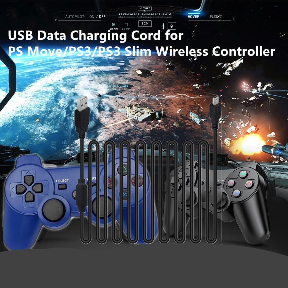 Rzzhgzq 3 Pack 10ft PS3 Controller Charger Cable Charger for Sony Playstation 3 / PS-3 Slim SixAxis Controller,PS3 Charging Cord,PS Move DualShock 3 Remote Charge Wire,Digital Camera, TI84 Plus CE