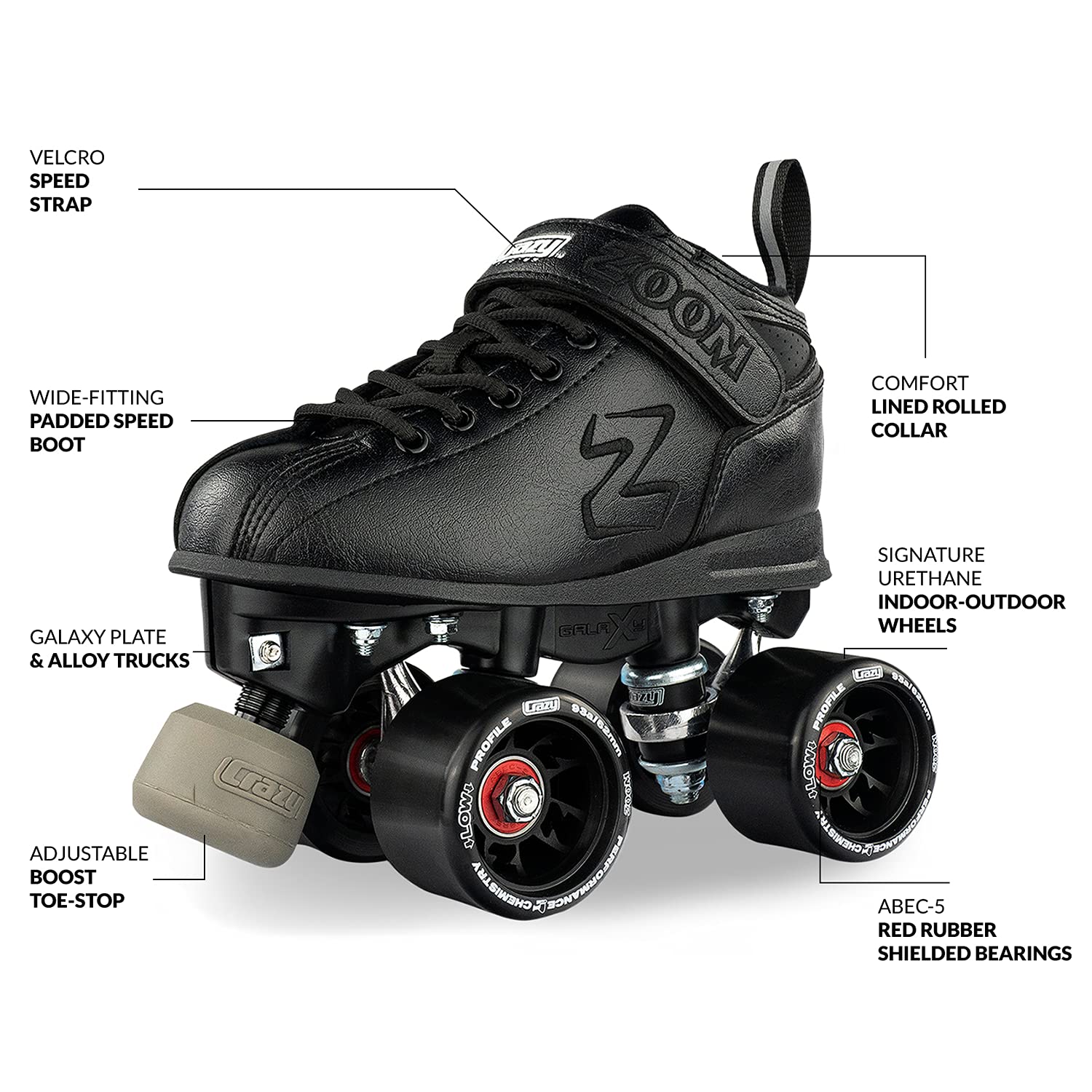 Amazon.com : Crazy Skates Zoom Roller Skates - High Performance