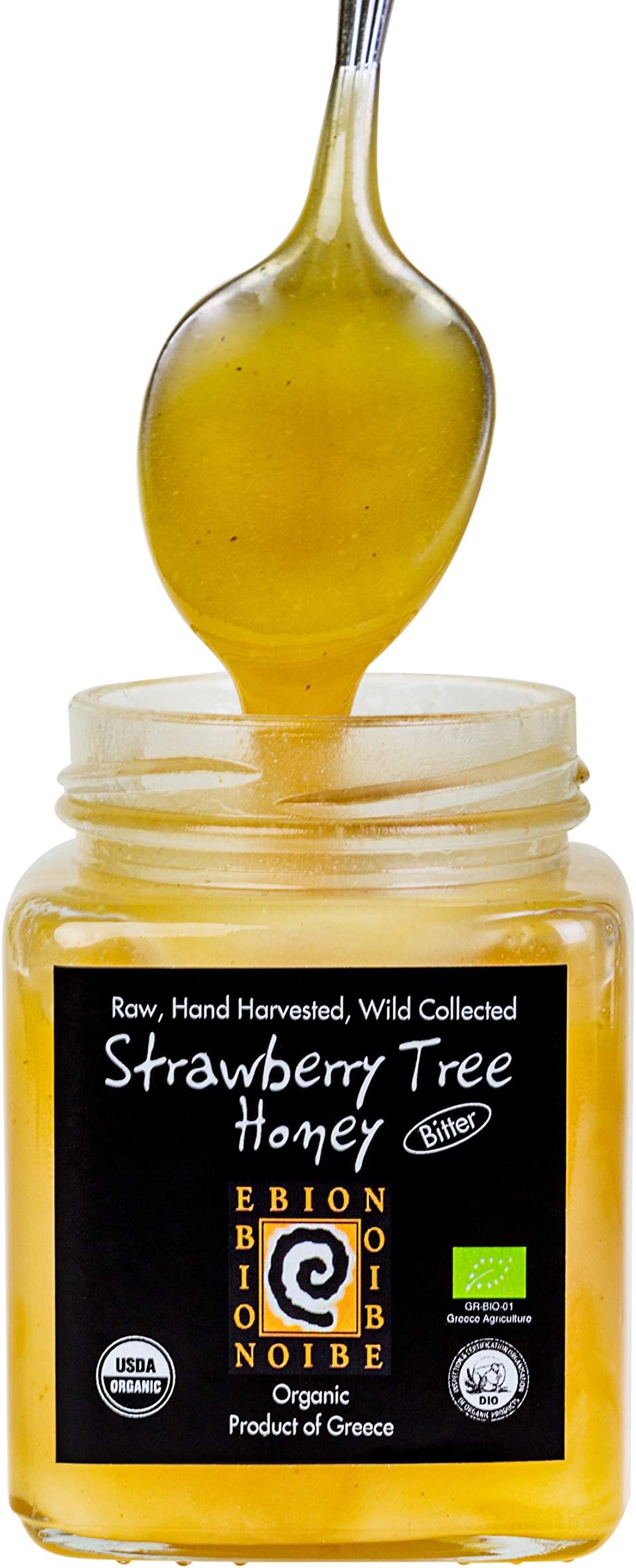 Wild Greek Organic Honey, All Natural, Raw Honey From The Pindus Mtns in Greece (Strawberry Tree) (Imported from Greece)