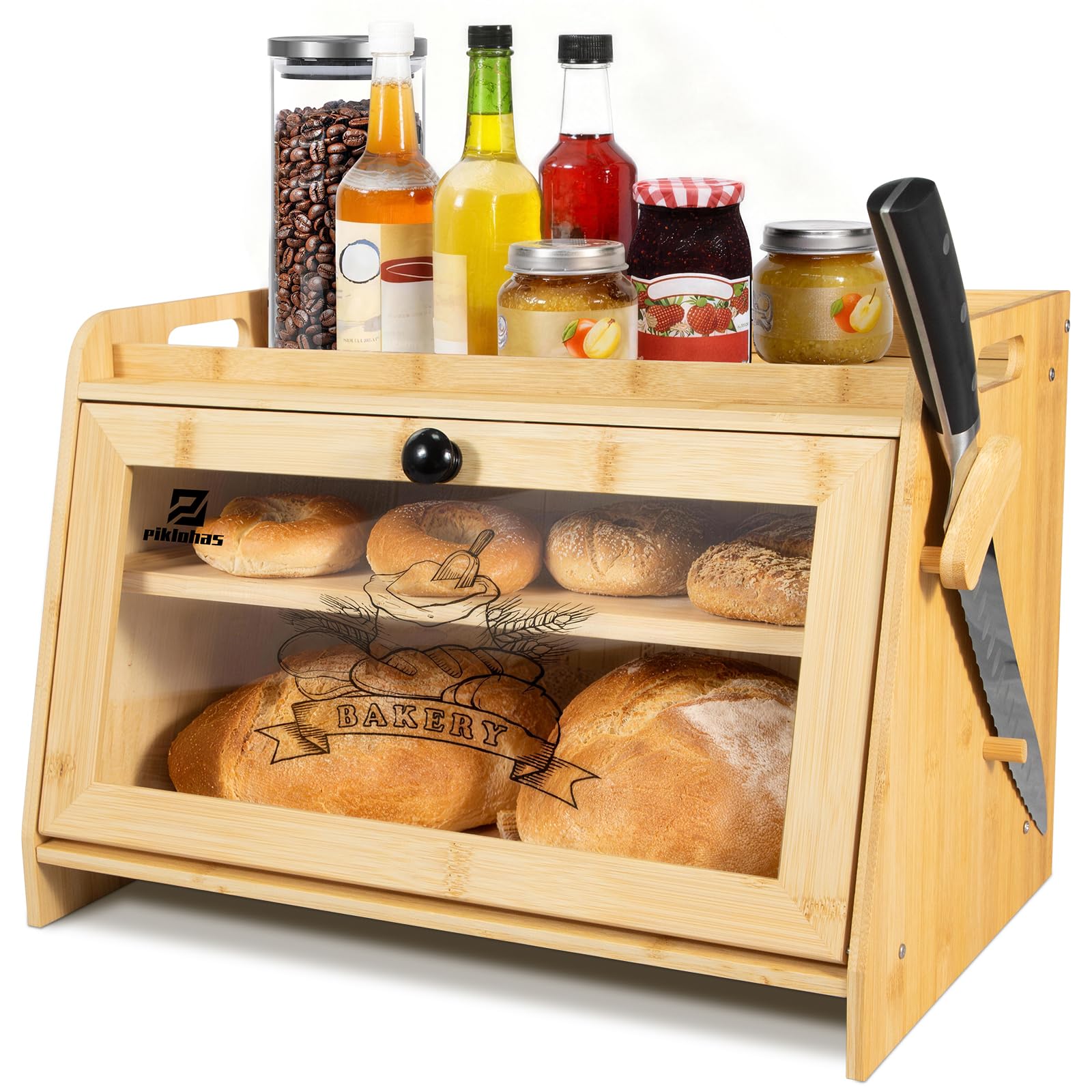 Piklohas Bamboo Bread Box