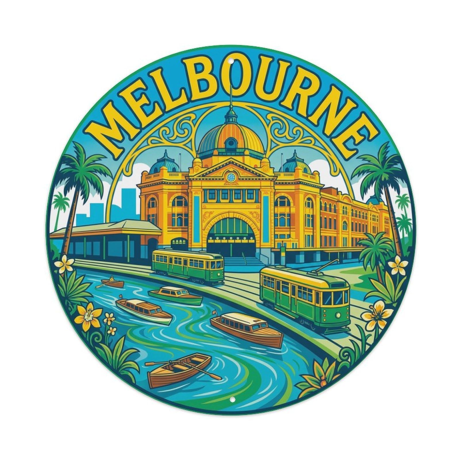 Vintage Travel Australia Melbourne Metal Tin Sign