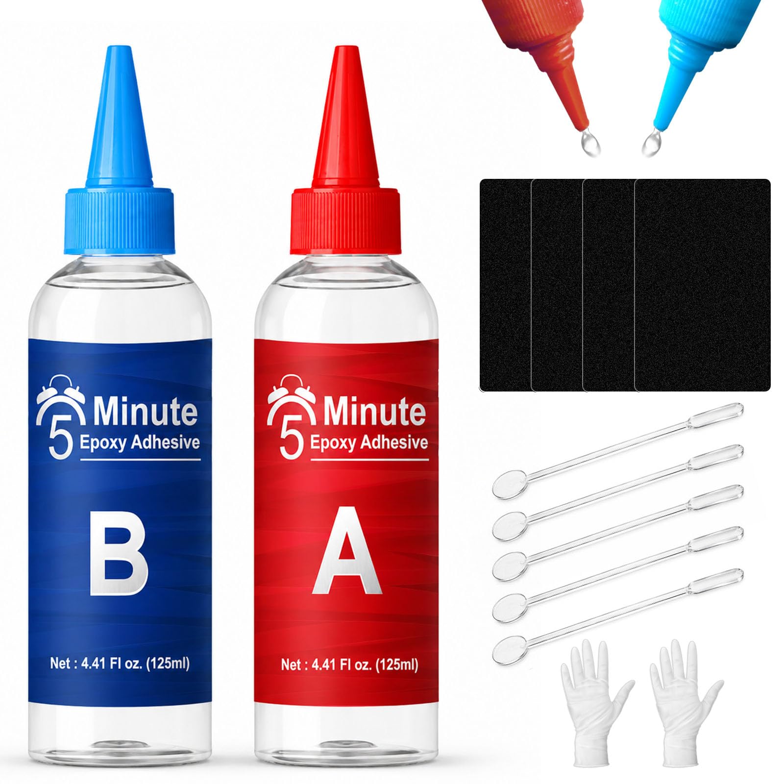 Colla Epossidica Bicomponente, 250 ml Mix 5 Minuti, Trasparente, Adesivo Multiuso Multimateriale, Colla Bicomponente per Plastica, Ceramica, Porcellana, Vetro, Legno