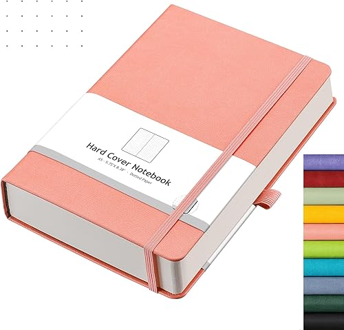 AHGXG Diario de puntos y viñetas Cuaderno de 320 páginas numeradas con cuadrícula de puntos, diario grueso A5, papel punteado grueso de 3.53 ozyd,