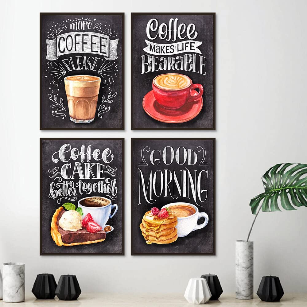 Amazon.co.jp: コーヒーケーキアートヴィンテージ黒板ポスタープリント