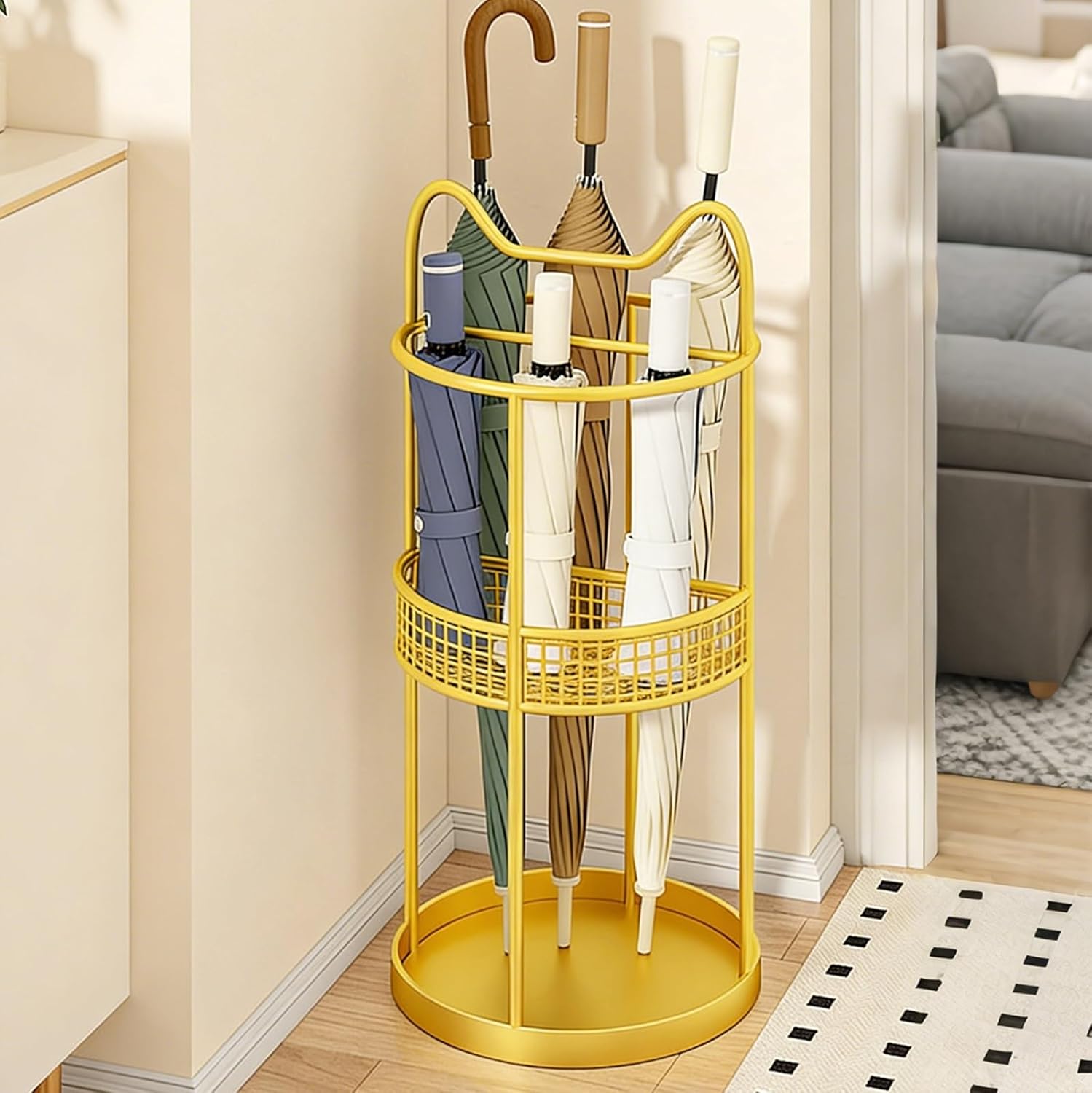 Indoor with Drip Tray, Metal Storage Rack for Home and Office Entryways, No Installation Required