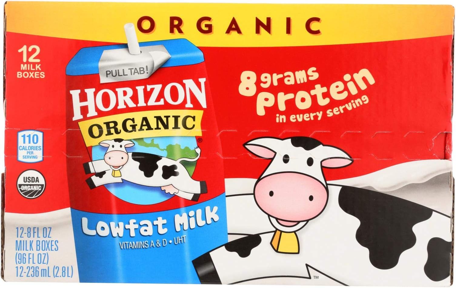 Horizon Organic Low Fat Milk, 8 Fluid Ounce Aseptic Pack - 12 count per pack -- 1 each.