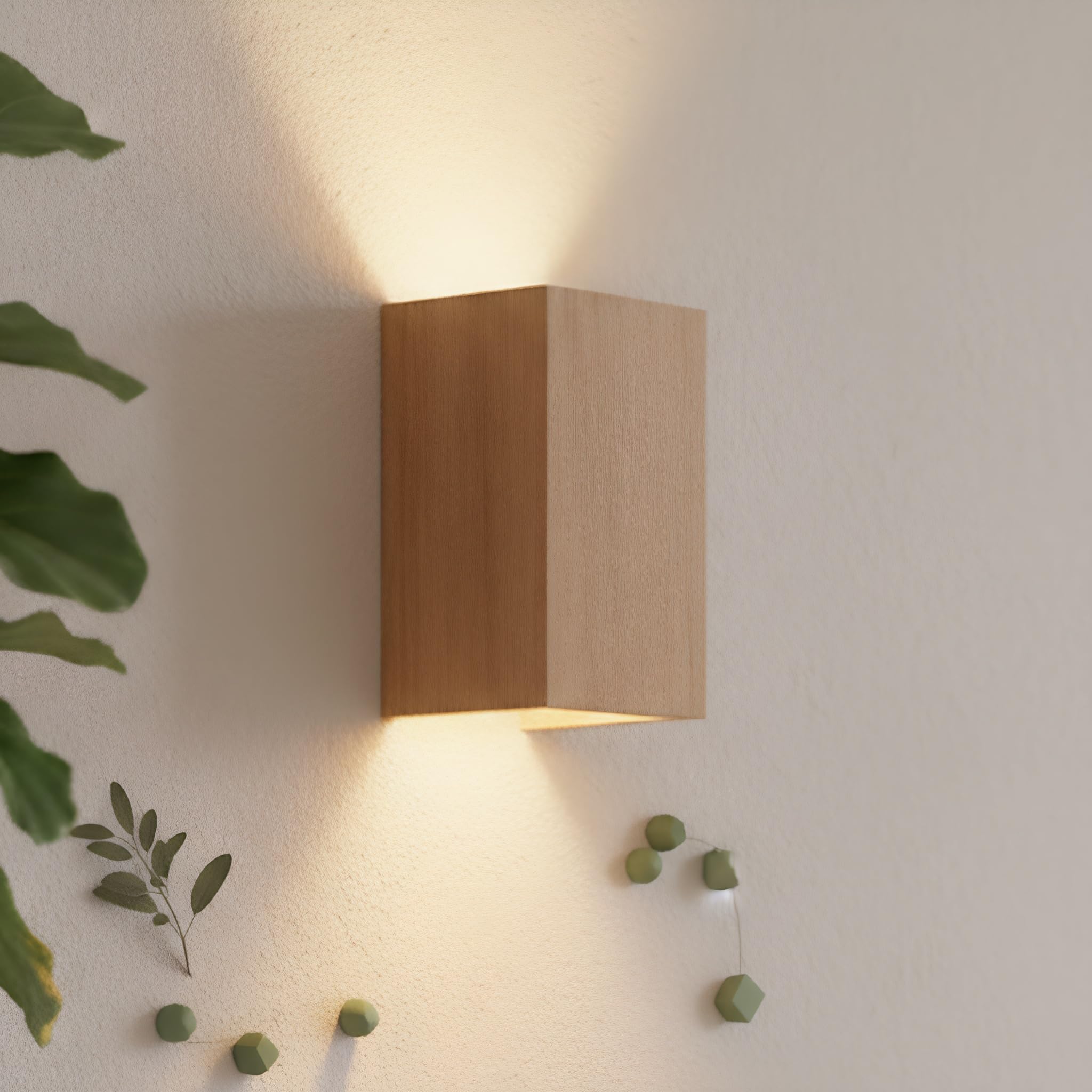 BARCELONA LED Applique Murale Bidirectionnelle en Bois Naturel "Durga" - Style Scandinave, Moderne, Japandi, Industriel et Classique, Éclairage Intérieur avec 2 x GU10