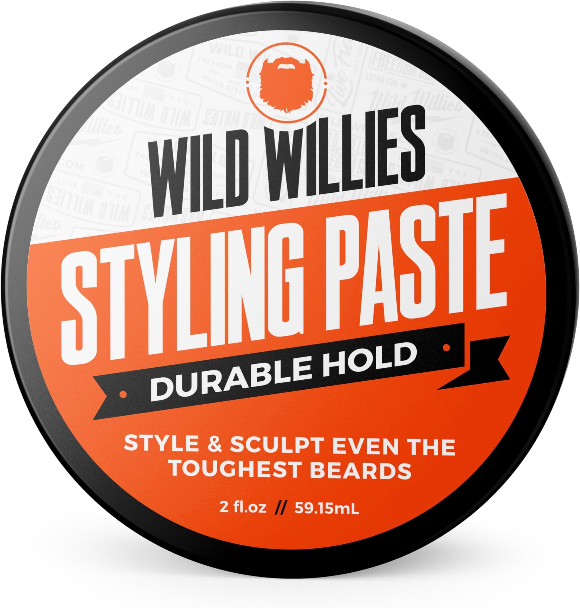 Wild Willies Beard Styling Paste - Men's Grooming Balm with Durable Medium Hold, Hydrates & Tames Flyaway Facial Hair - Non-Greasy, Matte Finish Beard Cream - Essential Beard Care for Men, 2 fl oz