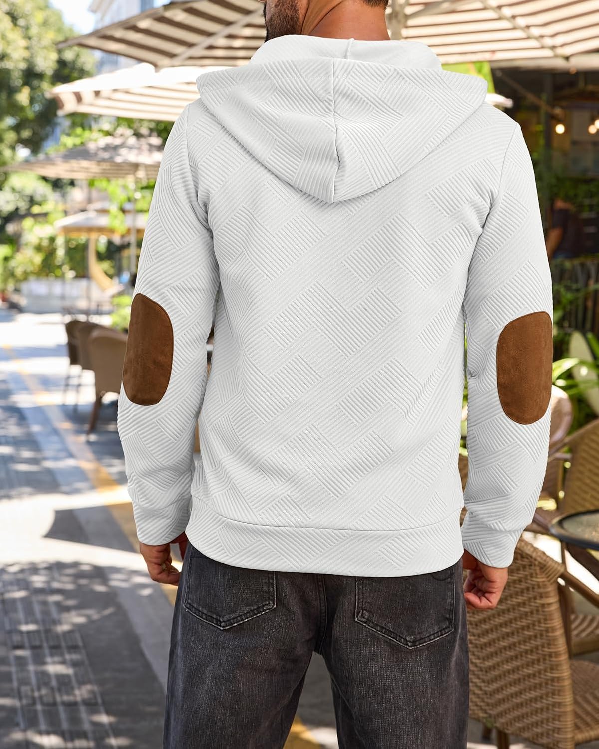 Ryehack Men's Hoodies Pullover Casual Long Sleeve Stand Collar Button Pullover Sweatshirts Color Block Pullover - Image 4