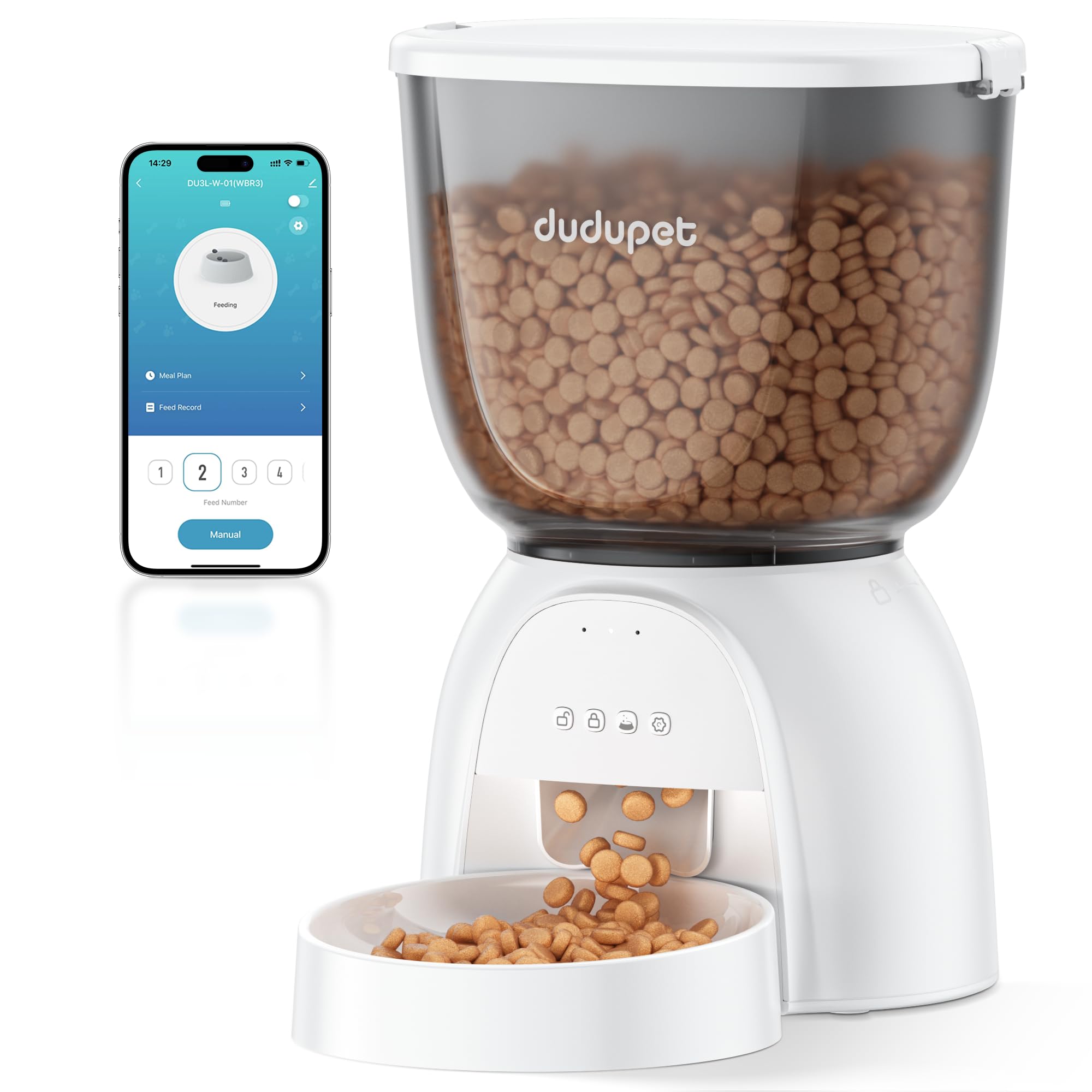 Automatic Cat Feeder 5G WiFi, Automatic Pet Feeder with App Remote Control, 5L Cat Dry Food Dispenser Dual Power,10 Meals Programmable 1-15 Portion Control Auto Cats Feeders for Indoor Use