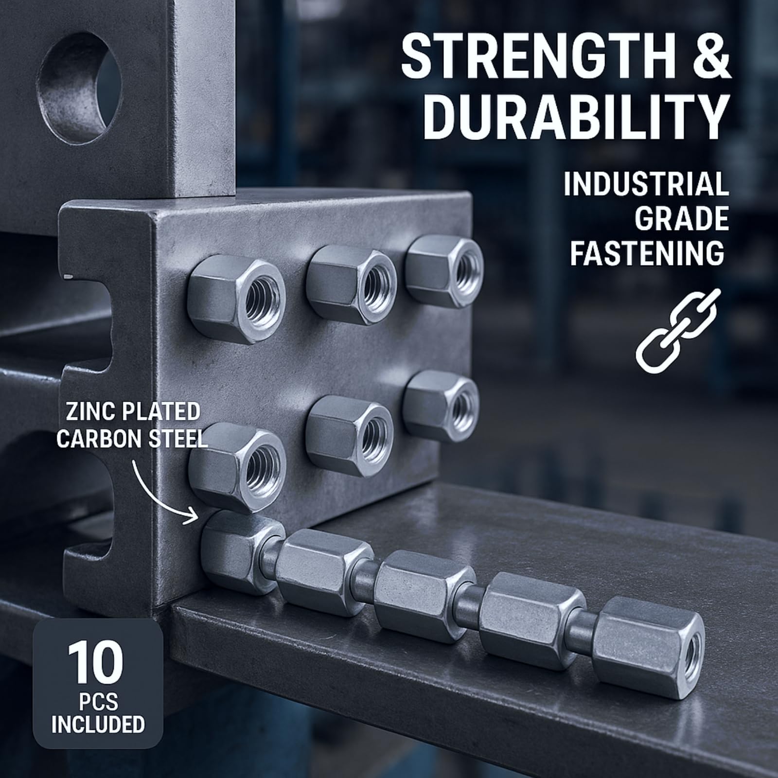 10 pezzi Dado per barra lunga M6, Dadi Esagonale Lungo, Dado a barra lunga dadi a manicotto esagonale distanziatore connessioni filettate per l'industria, macchine (M6*18)
