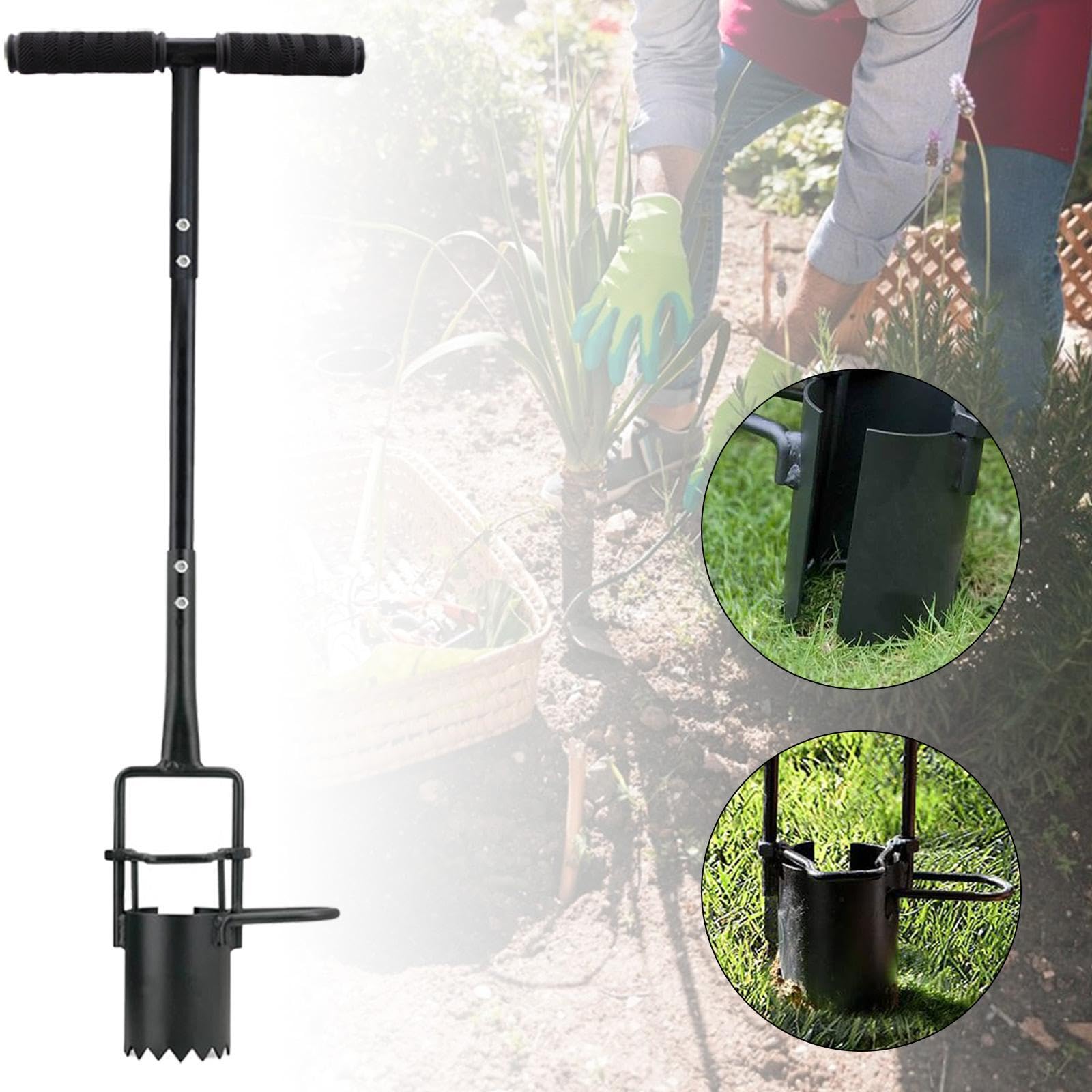 Colcolo Strumento per piantare bulbi da Fiore, piantatore per bulbi, trapiantatore da Giardino con Manico Lungo in Acciaio al Carbonio, piantatore per