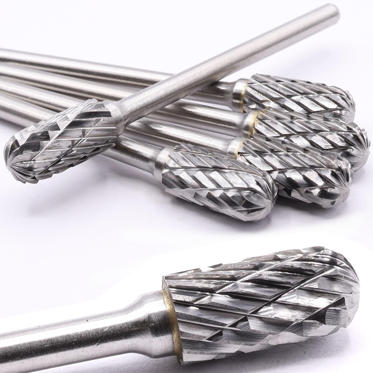 5 Frese In Metallo Duro 3mm Gambo 6mm - Perno Cilindrico Doppio Taglio Per Dremel - Foto 2