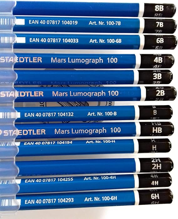 Staedtler Mars Lumograph Pencil Set 12 Premium Graphite Drawing Pencils (6H-8B) with Sharpener & Dust-Free Eraser Professional Sketching & Shading Kit for Artists, Designers & Students