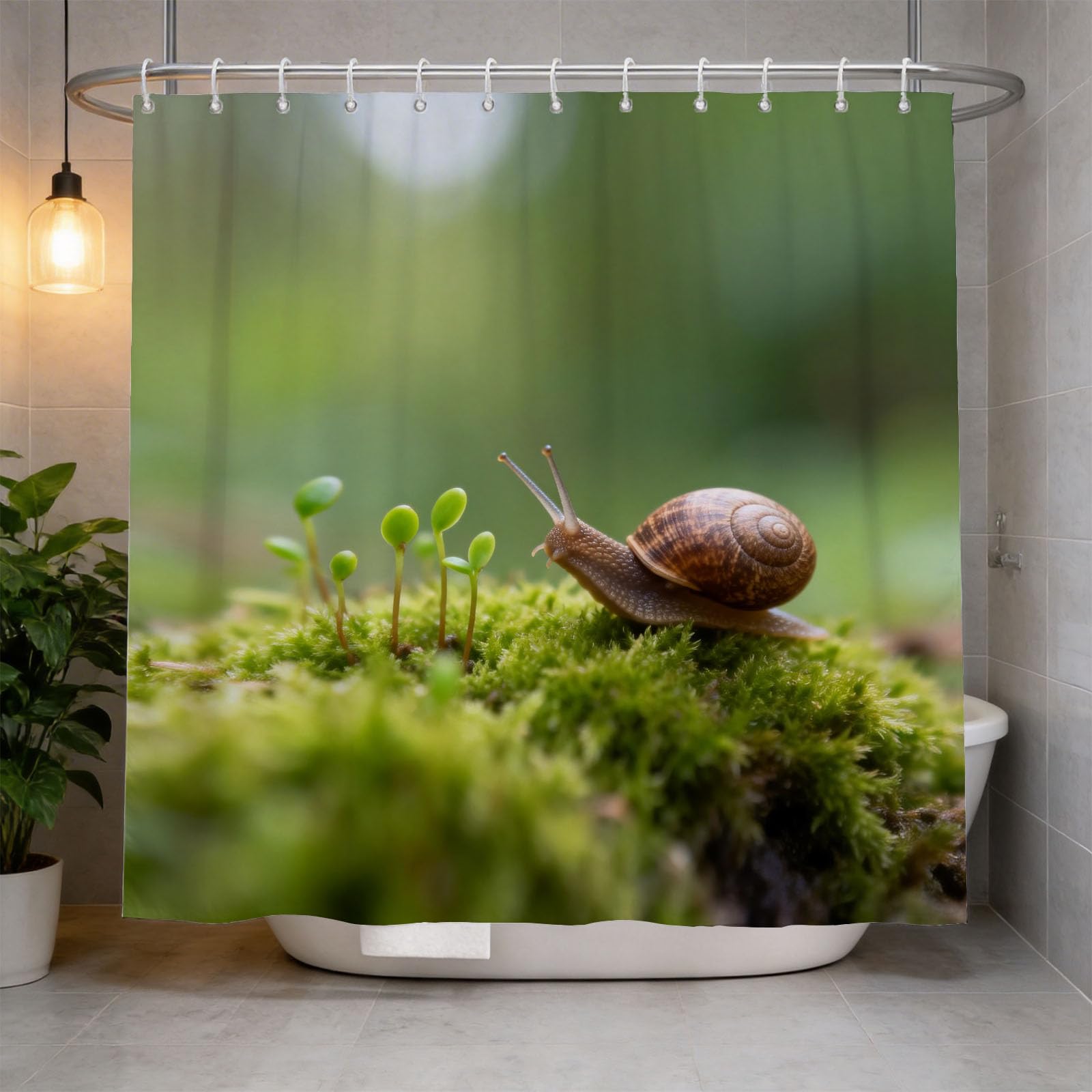 Hongduo 3D Snail Shower Curtain for Stalls Bathtubs Minimalistic Bathroom Decor Shower Curtain Set Polyester Fabric Waterproof 120x180cm/48X71 Inch with Hooks