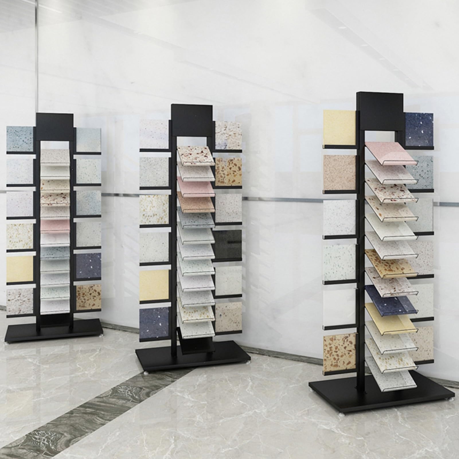 Présentoir pour carrelage de Sol, présentoir en Porcelaine pour carrelage de Sol, Support de Rangement en métal à 13 Niveaux, adapté aux salles d'exposition, supermarchés et entrepôts (160 x
