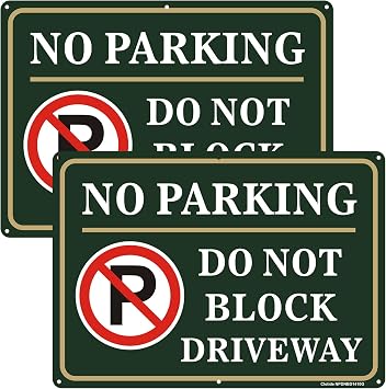 No Parking Do Not Block Driveway Sign, 2 Pack 10 x14