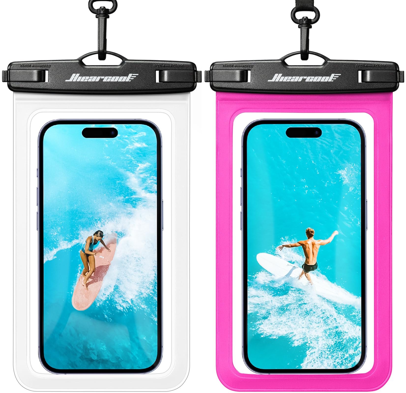 Hiearcool Waterproof Phone Pouch, Waterproof Phone Case, Clear&Bright Red