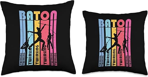 Miniatura 3 de Baton Twirling Majorettes Cute Baton Design Baton - Almohada giratoria, 16 x 16 pulgadas, multicolor