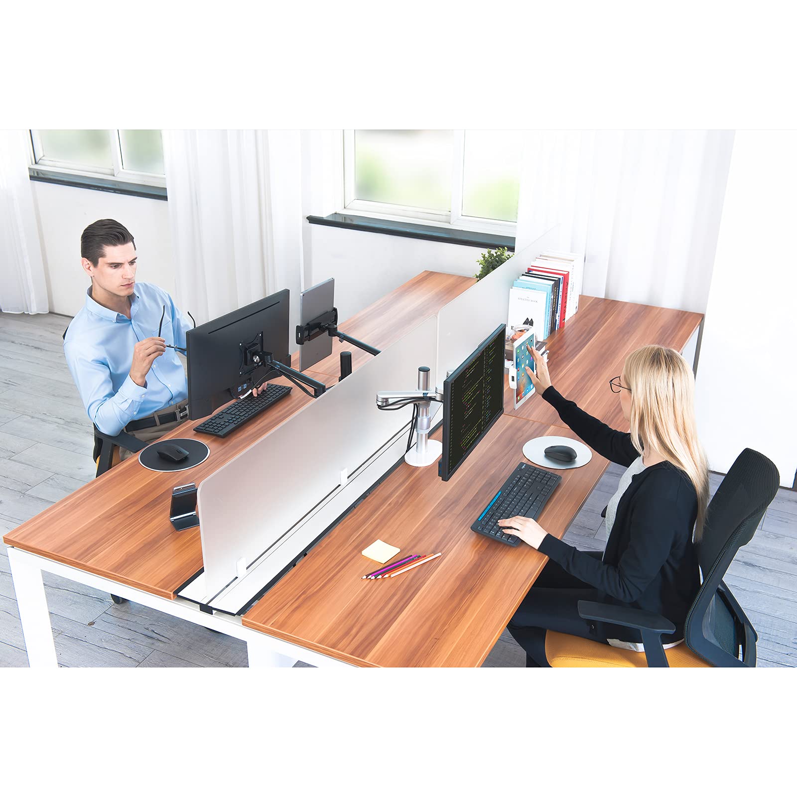 Supporto da tavolo 2 in 1 con doppio braccio per tablet e computer portatile, per tablet fino a 12" – 17" e laptop da 12 – 17", extra VESA Adopter fino a 27" monitor (nero)