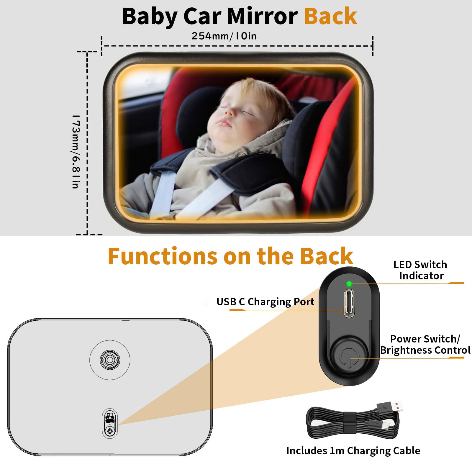 Specchietto Retrovisore Per Bambini Auto - Regolabile 360°, Vetro Convesso, Clip Sicura, Per SUV E Berline - Foto 4