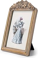 GUOER Vintage Gold 5x7 Picture Frame - Antique Flower Ornate Design, HD Shatter-Resistant Glass, Tabletop & Wall Mount Home Decor