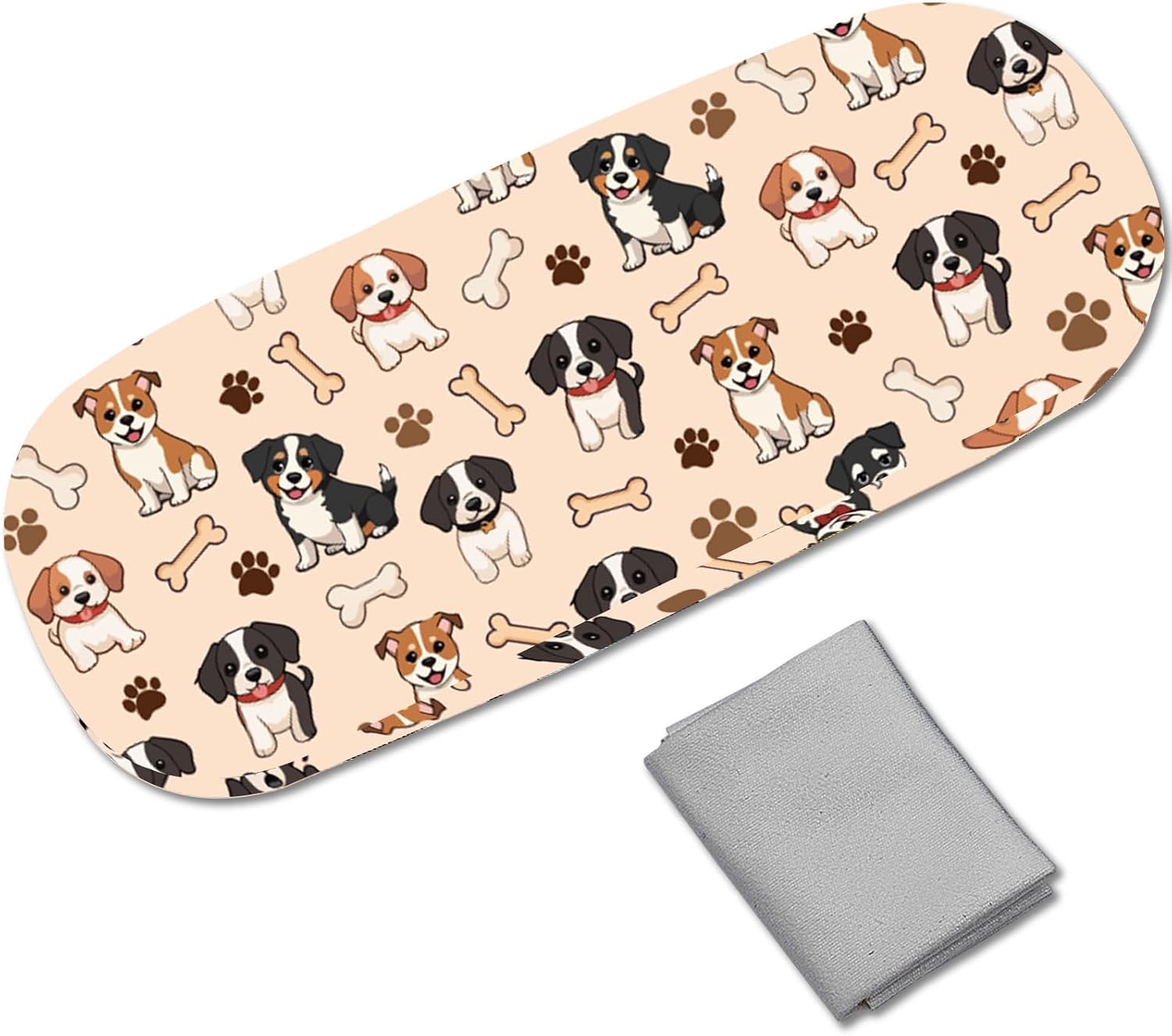 CREATCABIN Dog Eye Glasses Case Hard Shell Leather Sunglasses Case Portable Slim Clamshell Protective Spectacle Storage Holder Pouch with Cleaning Cloth for Outdoor Travel Men Women 6.4x2.5x1.5 Inch