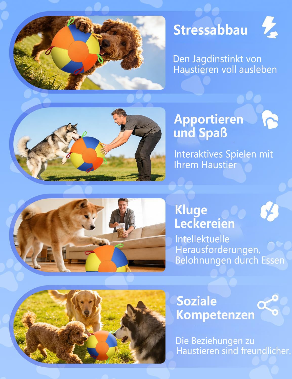 Herding Ball für Hunde, interaktiver Hundespielzeugball, langlebiger Jolly Ball für Hunde, Training, Kauspielzeug, Haustierbedarf, bissfestes Design, für Pferde und Schafe, Hundeball (55cm-A)