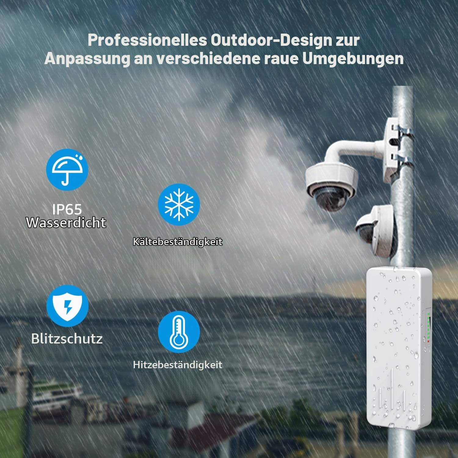 Drahtlose Brücke für den Außenbereich, NICGIGA 5,8G 4KM-Übertragung WiFi Point-to-Point Wireless Ethernet Bridge Router, mit 2 Gigabit RJ45 LAN-Ports, 2er-Pack CPE, Plug and Play.