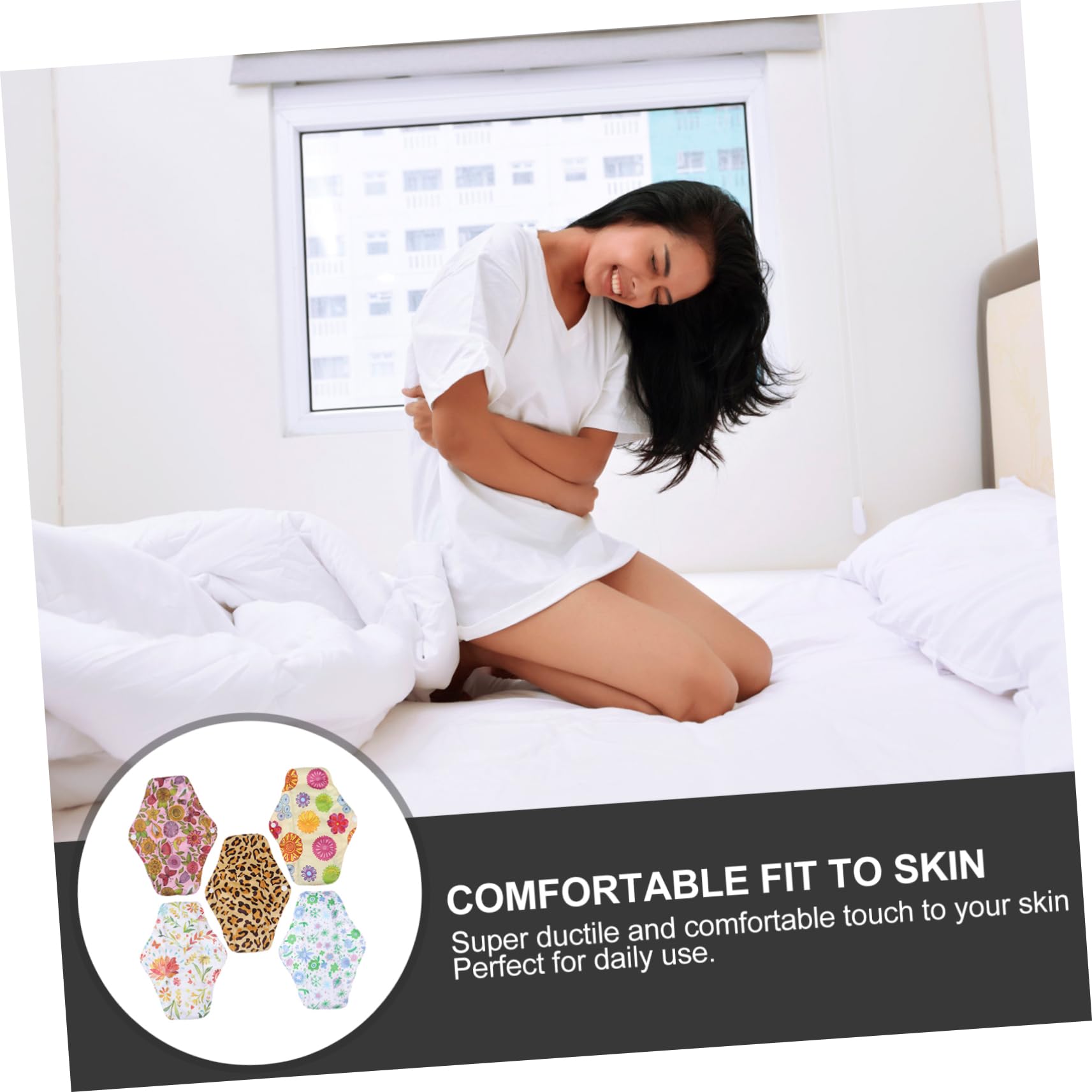 GLEAVI 10pezzi Assorbenti Mestruali Lavabili e Riutilizzabili Bamboo Design Portatile e Media Per Comfort e Assorbenza Ciclo Mestruale