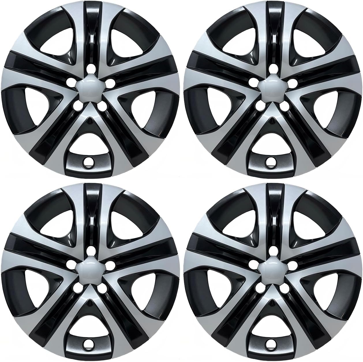 Hubcap Replacement for Toyota Rav4 2013, 2014, 2015, 2016, 2017, 2018, 17-inch Heavy Duty Premium Quality, Silver and Black, Set of 4