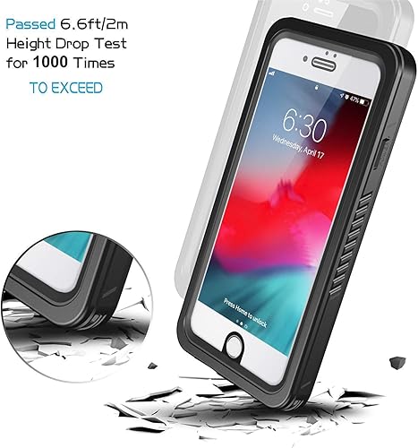 Miniatura 5 de Lanhiem Funda para iPhone 8 Plus, funda para iPhone 7 Plus, funda impermeable IP68, a prueba de polvo, a prueba de golpes, con protector de pantalla