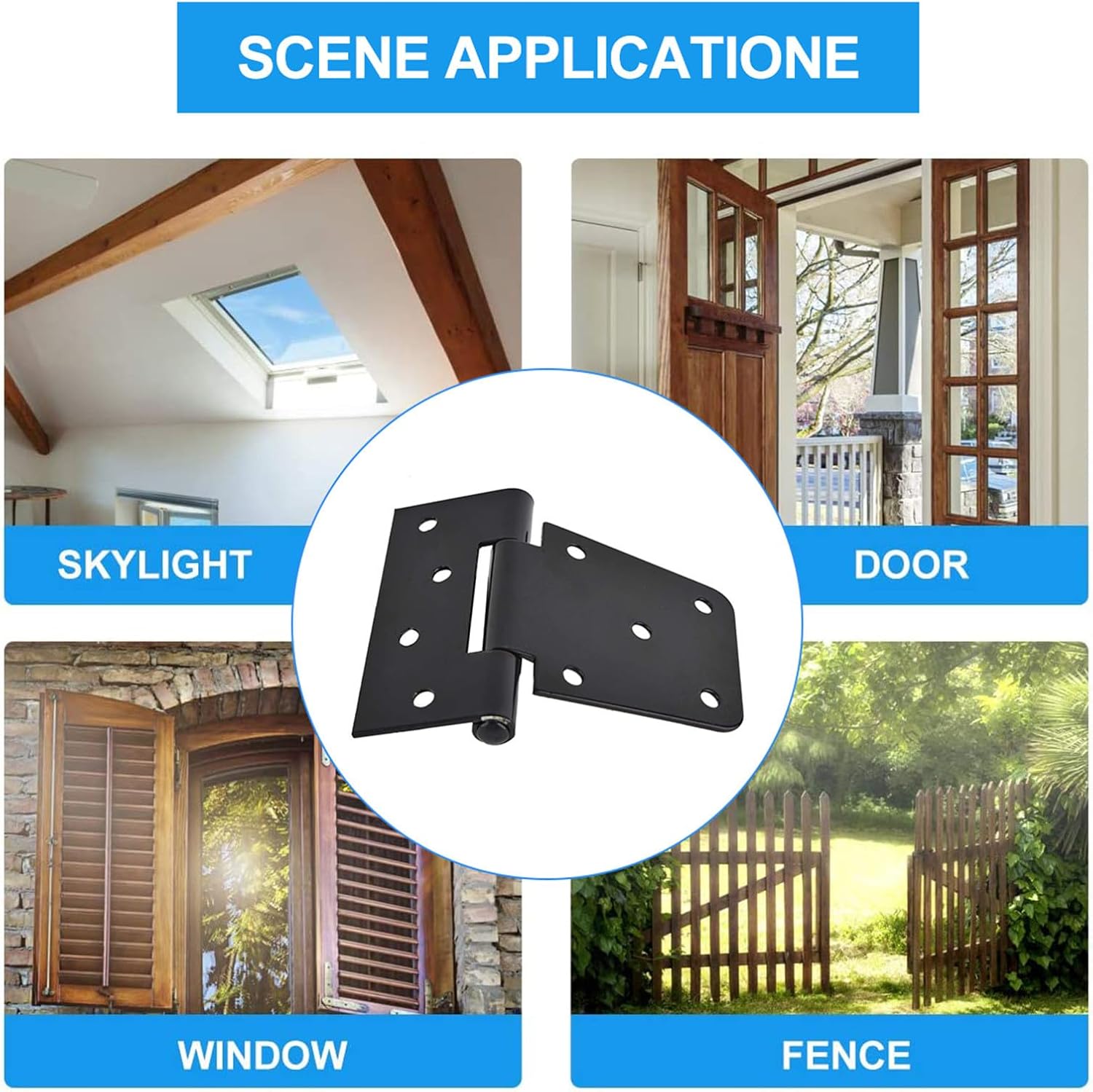 3pcs T-Shape Carbon Steel Door Hinges Heavy-Duty Black Painted Gate Hinges Suitable for Metal Doors and Gates