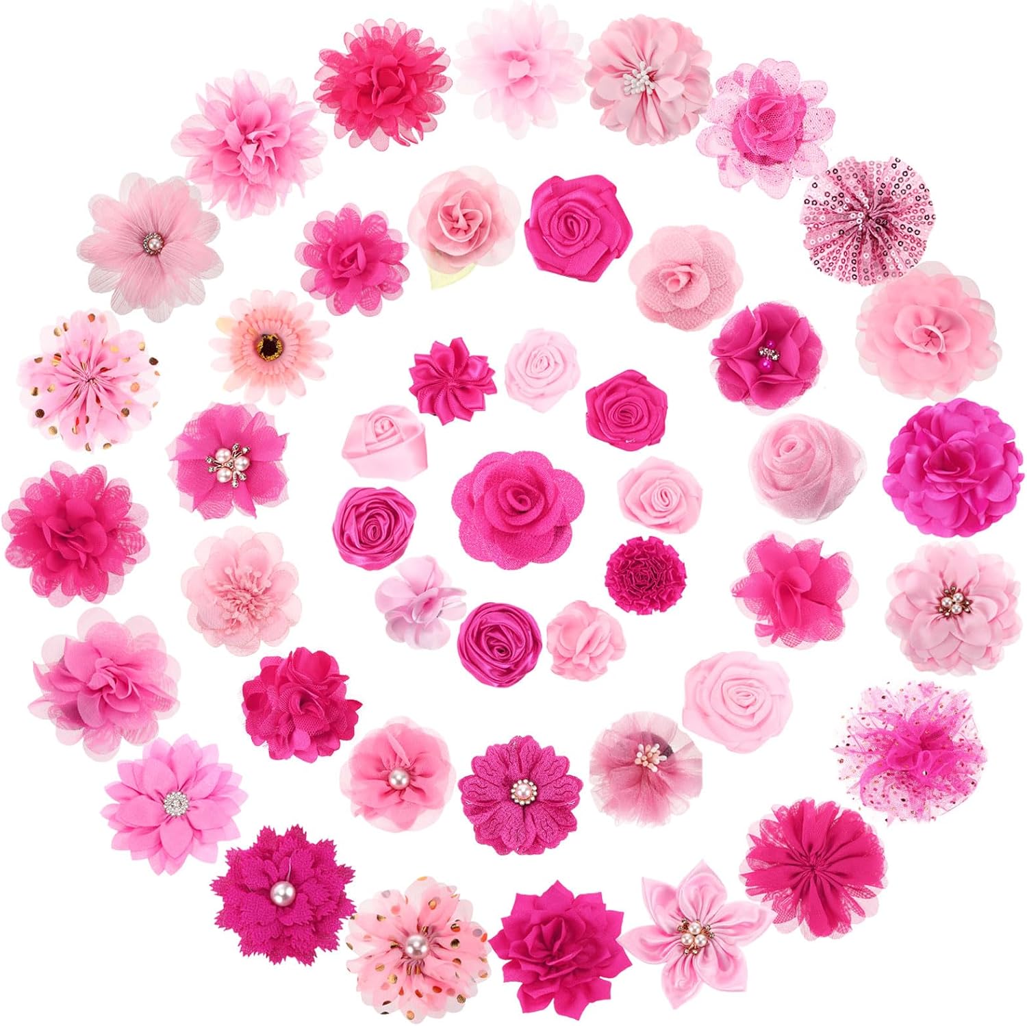 Hoteam 50 Pcs Dog Flower Collar Dog Collar Bows Pet Bow Charms Set for Wedding Birthday Party Valentine's Day Dogs Puppy Cat Pet Grooming Accessories