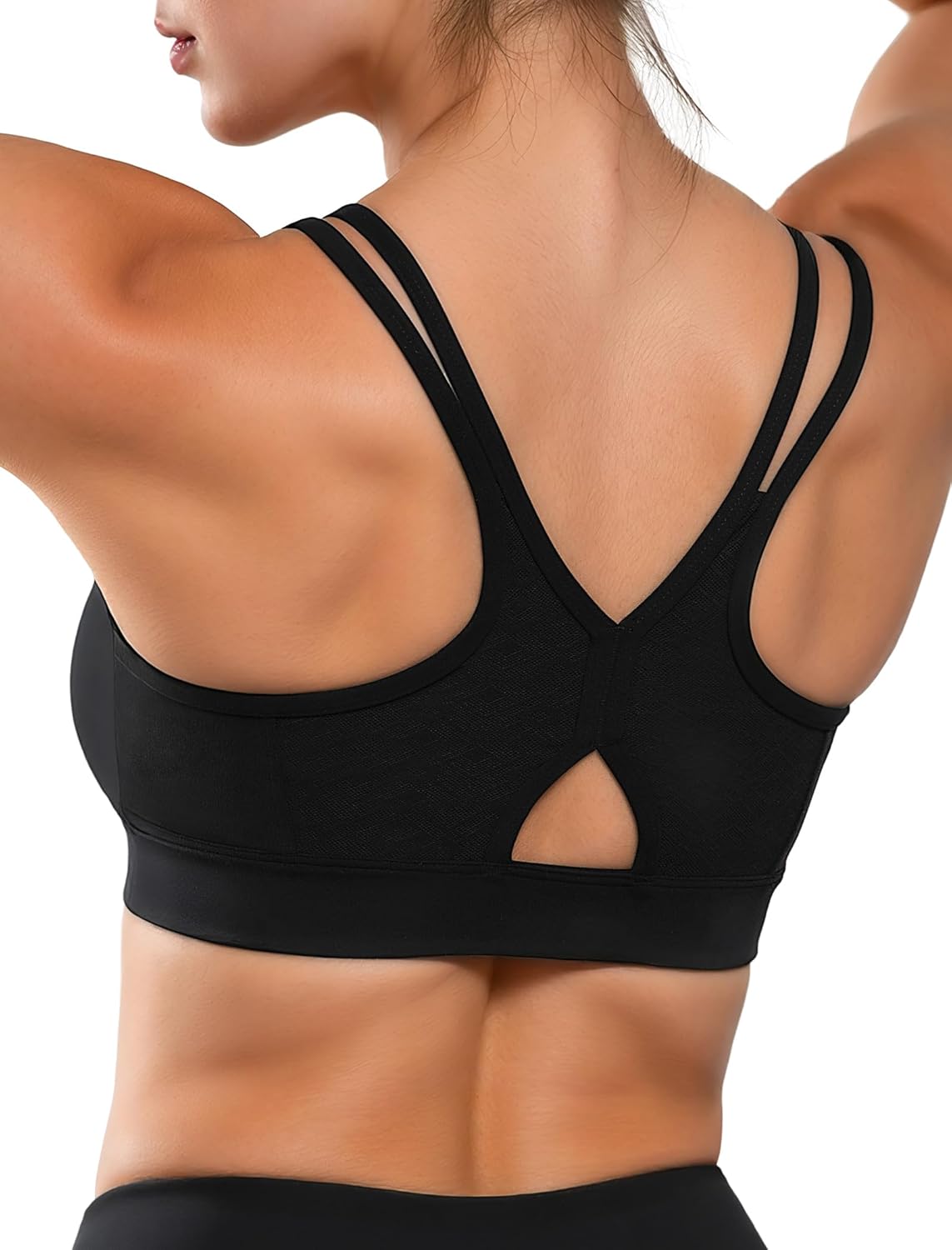 Yvette Yoga Bras Lightweight Cloud Series Sports Bra for Women Low Impact Sports Spaghetti Thin Strap Mesh Splicing Style