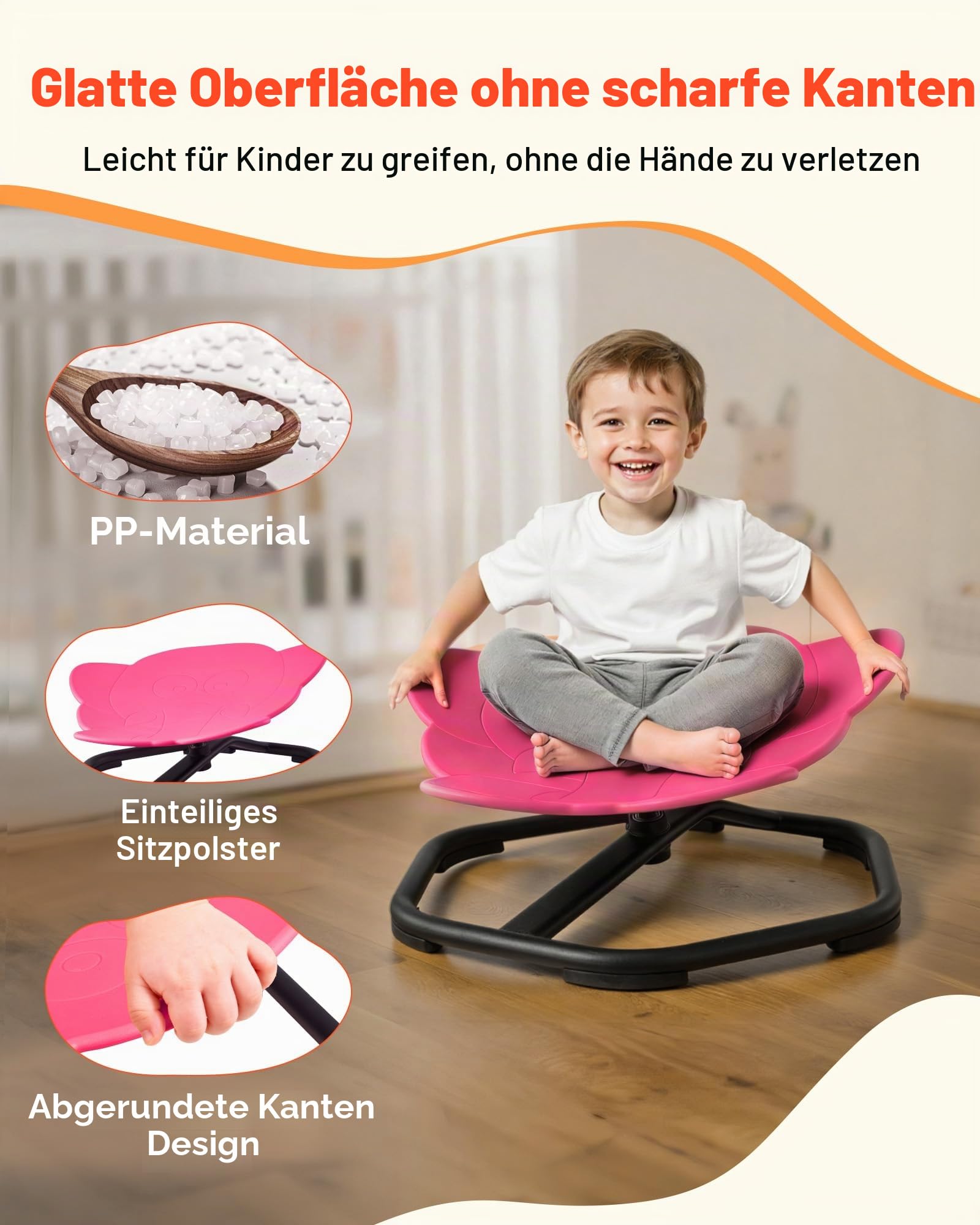 VEVOR Kinderdrehstuhl sensorischer Drehstuhl in Elefantenform, 100 kg Tragkraft, sensorisches Spielzeug mit Rutschfester Metallfuß, zur Förderung von Koordination Gleichgewicht Konzentration, Rot