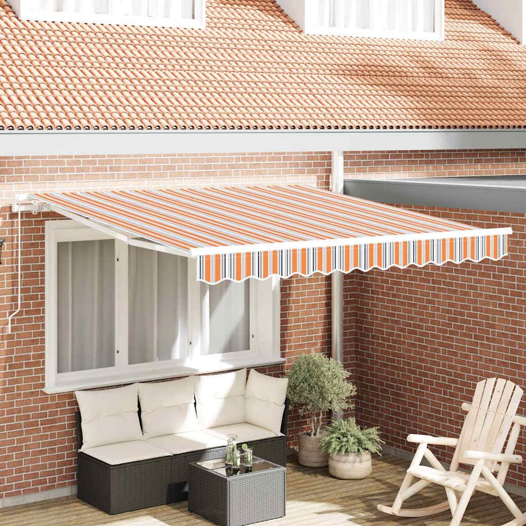 Auvent de terrasse 300x250 cm multicolore à bras articulé manuel et manivelle