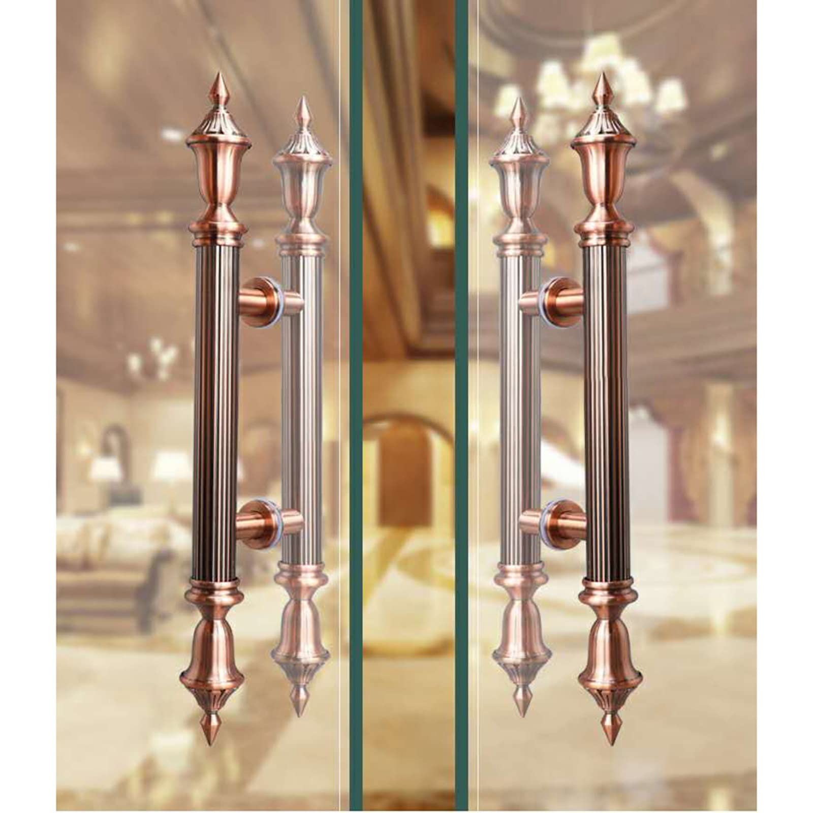 Poignée de porte coulissante en verre en H acier inoxydable ronde pour hôtel 60-150cm