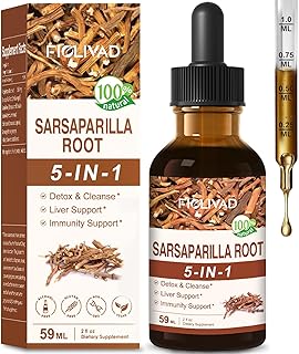 Sarsaparilla Root Drops for Detox & Cleanse, Liver Support & Immunity Support. 5-in-1 Blend with Dandelion Burdock Echinacea Extract, Sarsaparilla Root Extract Supplement. 2oz