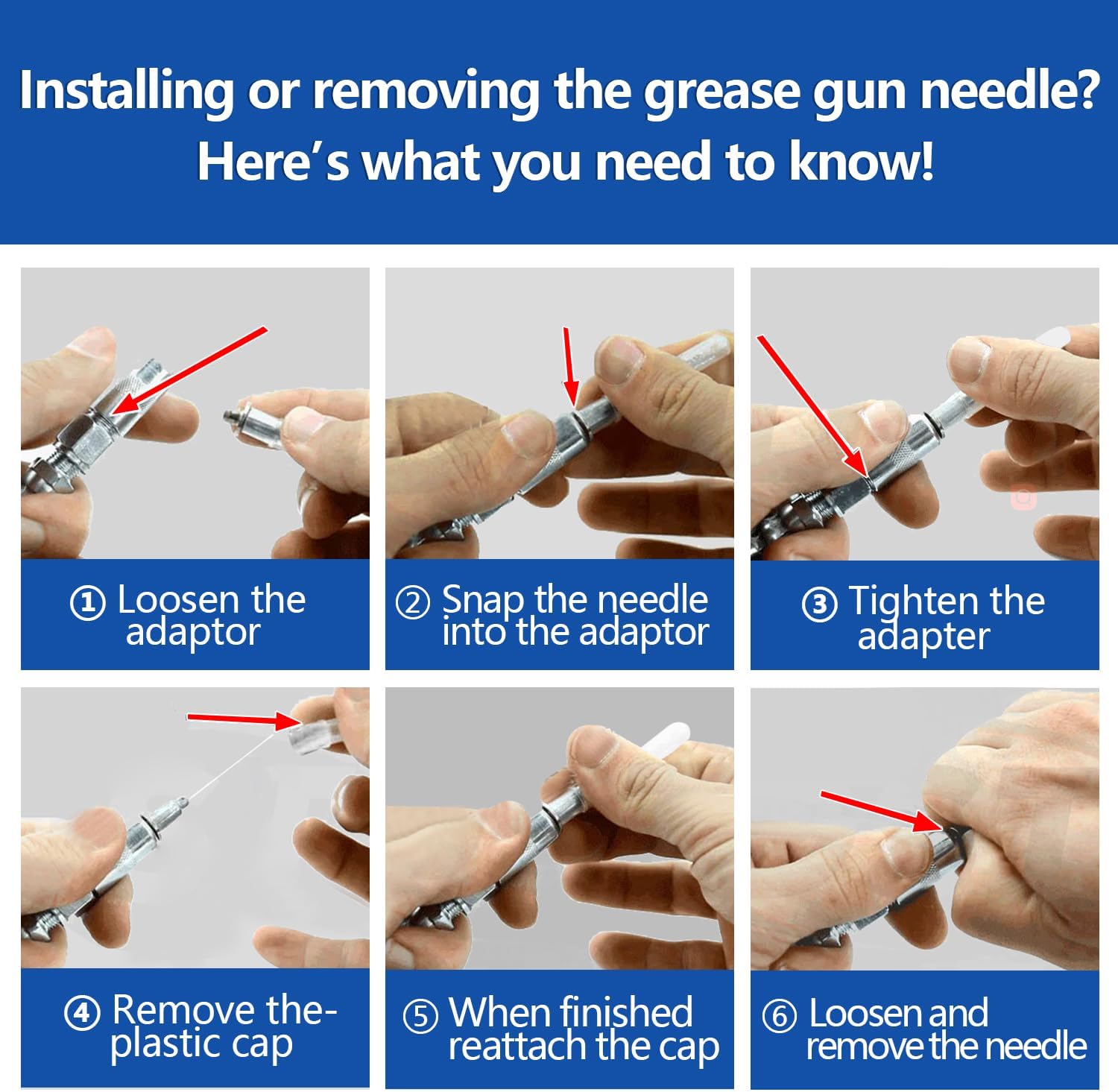 Grease Gun Needle Tip Kit – Bent & Straight Nozzles, Fits Rubber Boots, Ball Joints & Bushings – Injector Adapter Coupler for Tight, Hard-to-Reach Areas