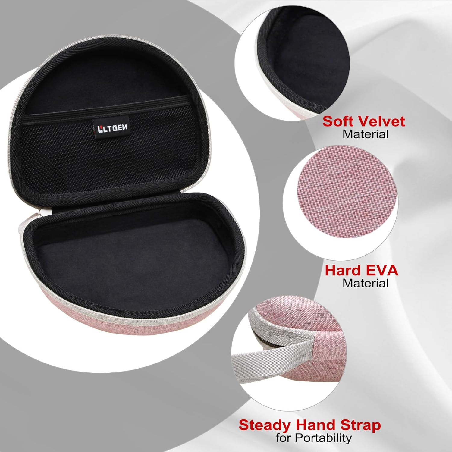 L LTGEM Hard Travel Carrying Case for Sony MDR-ZX110/ZX110AP/ZX110NC/ZX310AP Wired On-Ear Headphones, Black+Grey & Pink+Black