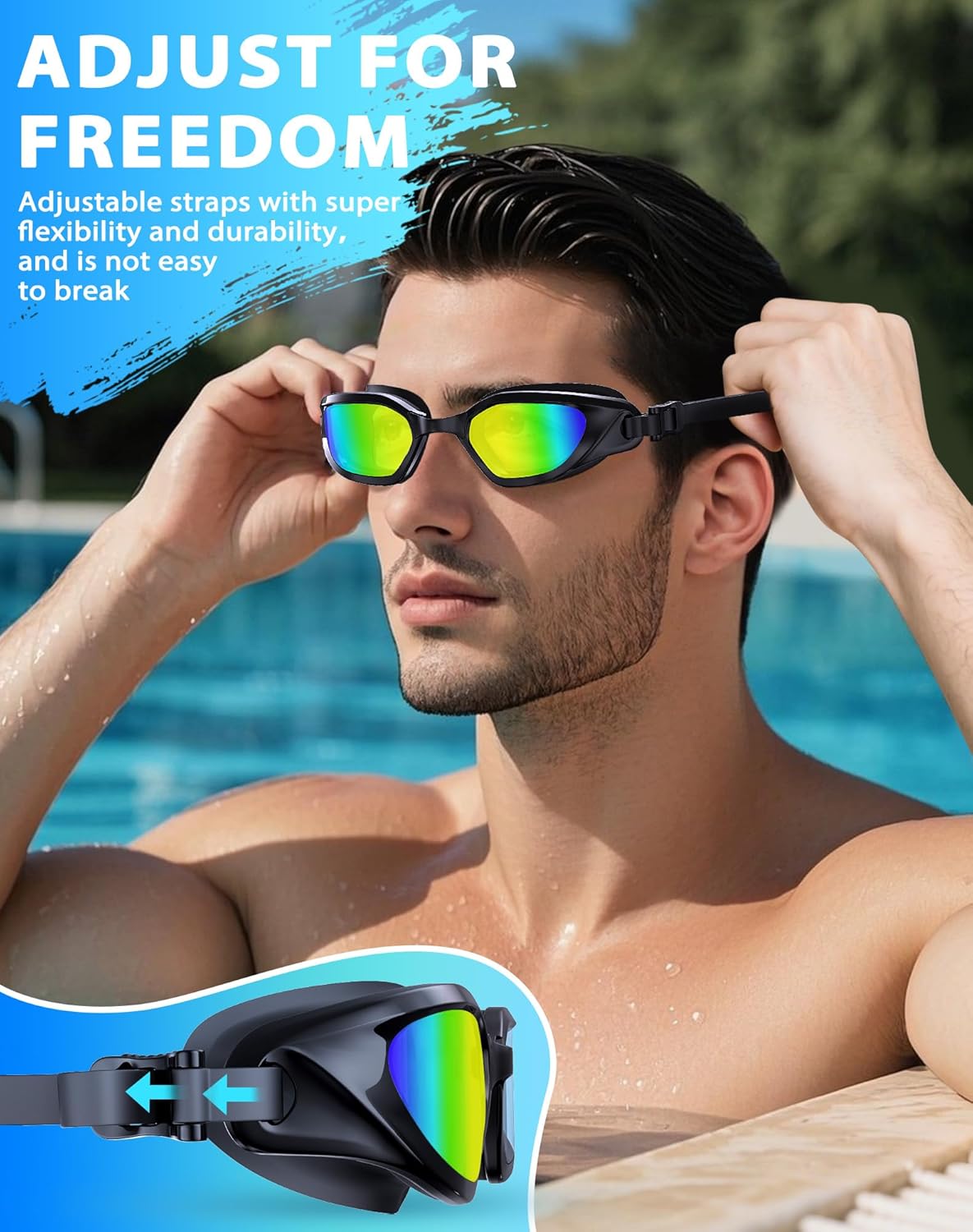 Swim Goggles, Unisex Adult Swimming Goggles Anti Fog Anti UV No Leakage Wide View for Men Women Youth - Image 5