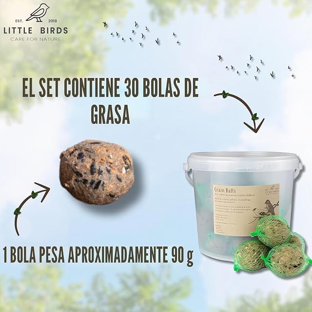 Foto 6 de 7 de Bolas de Grasa para Pájaros al Aire Libre 100 Piezas 9 kg - Comida Pajaros con Insectos